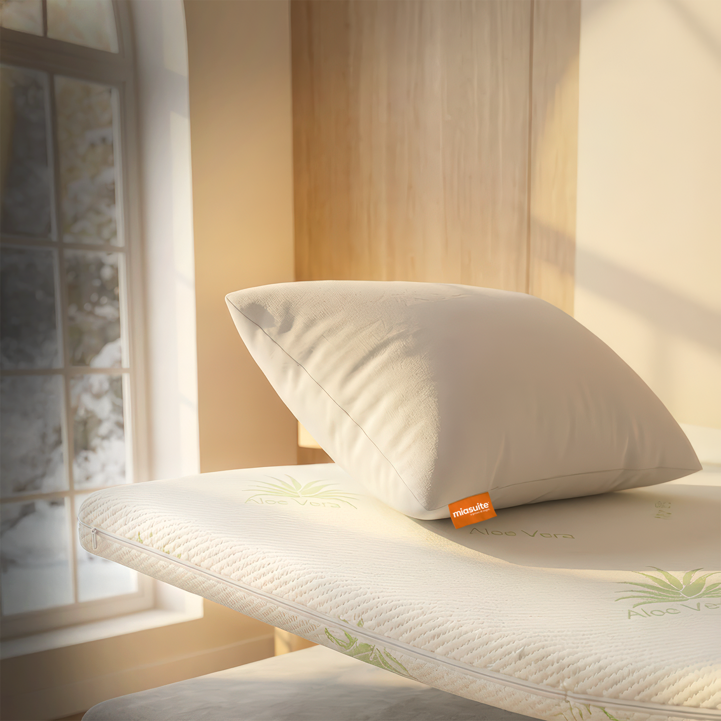 Kit Topper Memory Foam in Aloe Vera e Cuscini Puffo