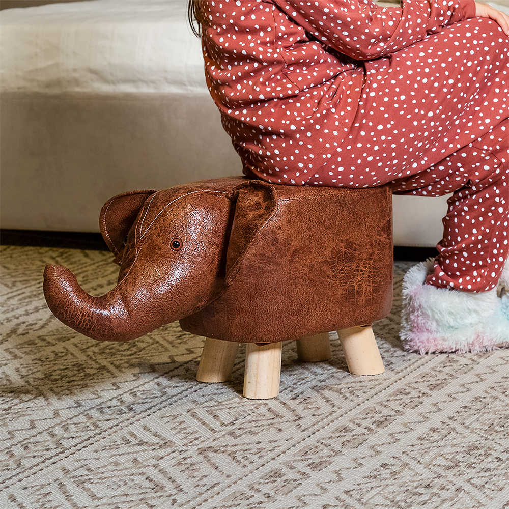 Poggiapiedi Pouf Animali alto 28 cm - Rivestimento Impermeabile, Piedi in Legno