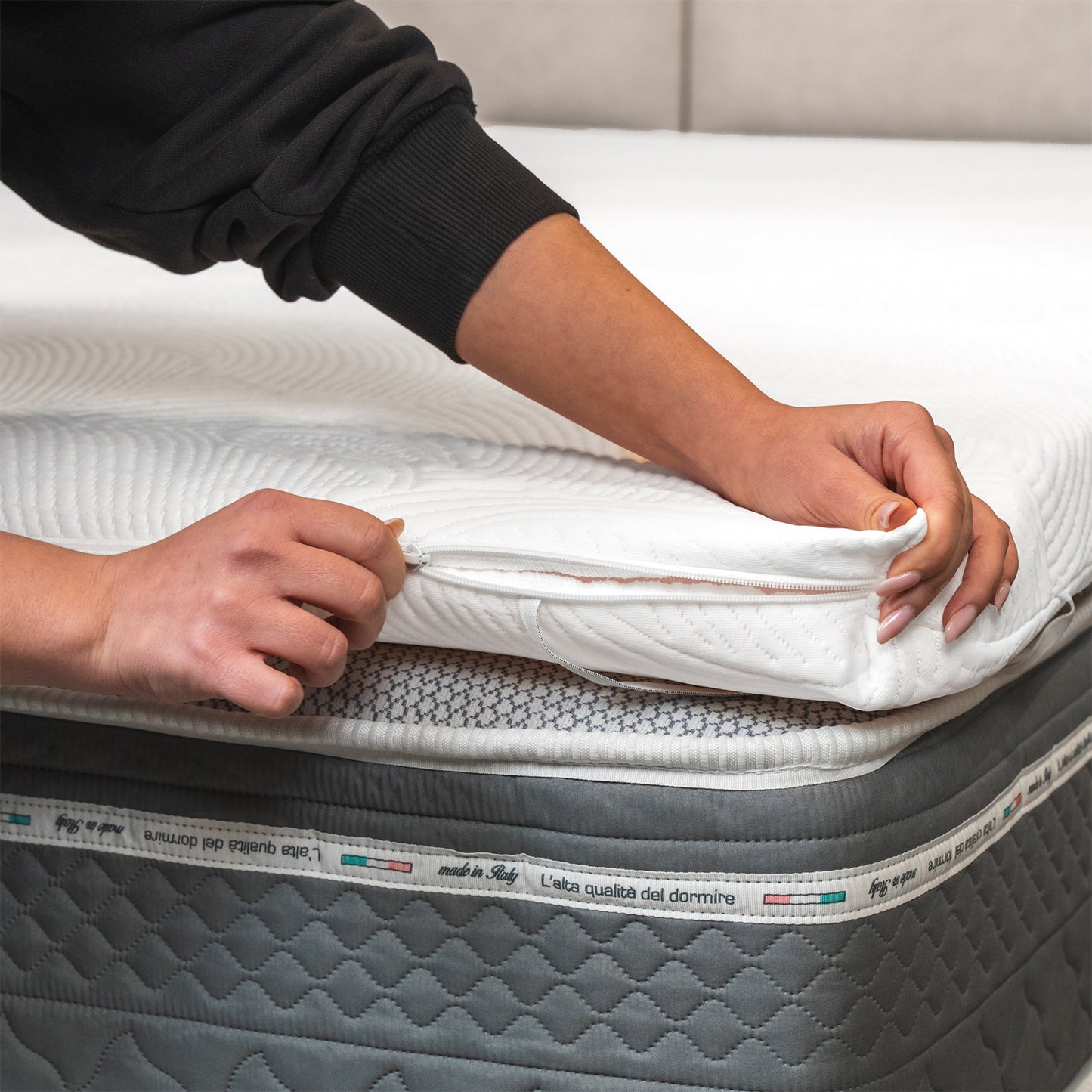 Topper Memory Foam - alto 5 cm, a portanza differenziata, sfoderabile | One H5
