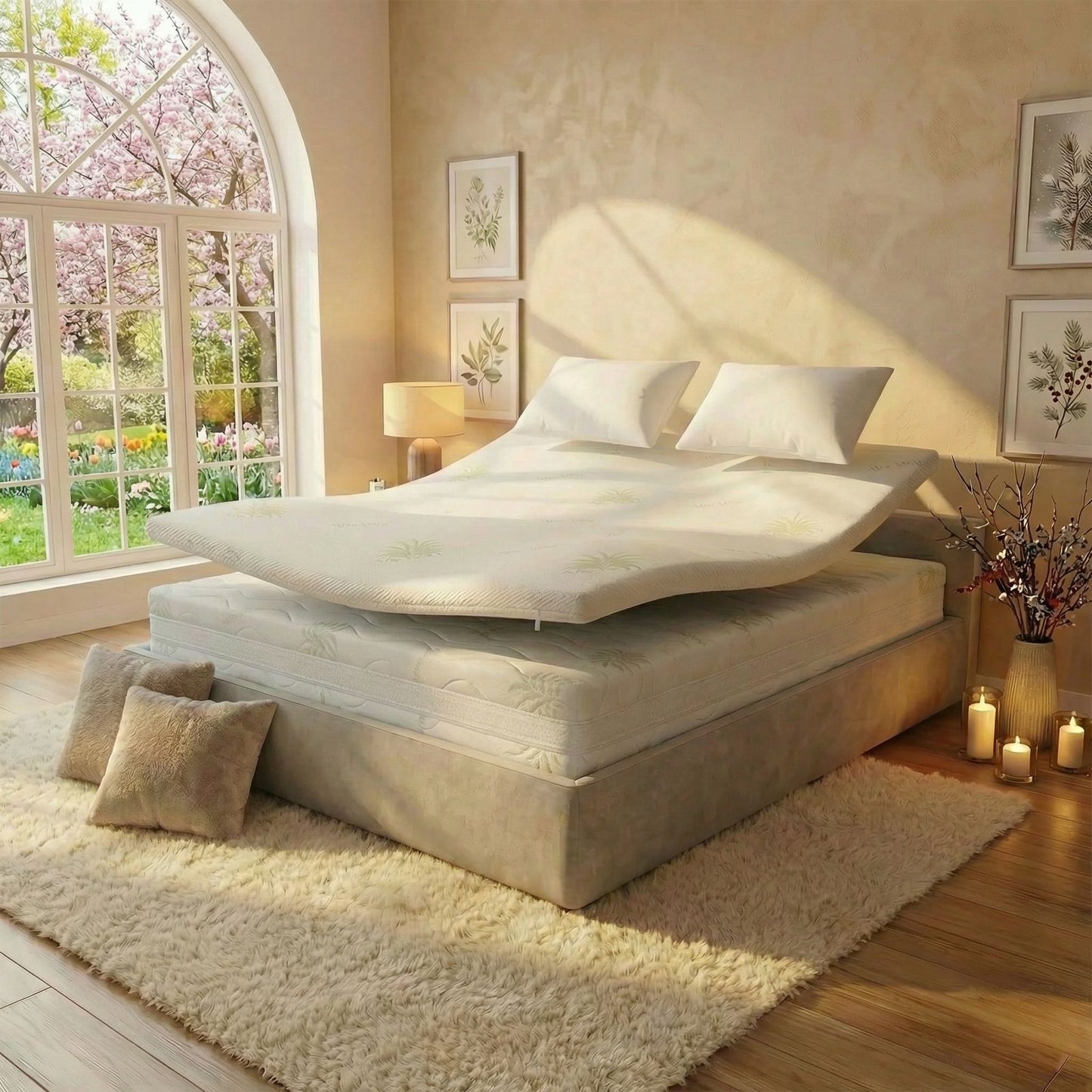 Kit Topper Memory Foam in Aloe Vera e Cuscini Puffo