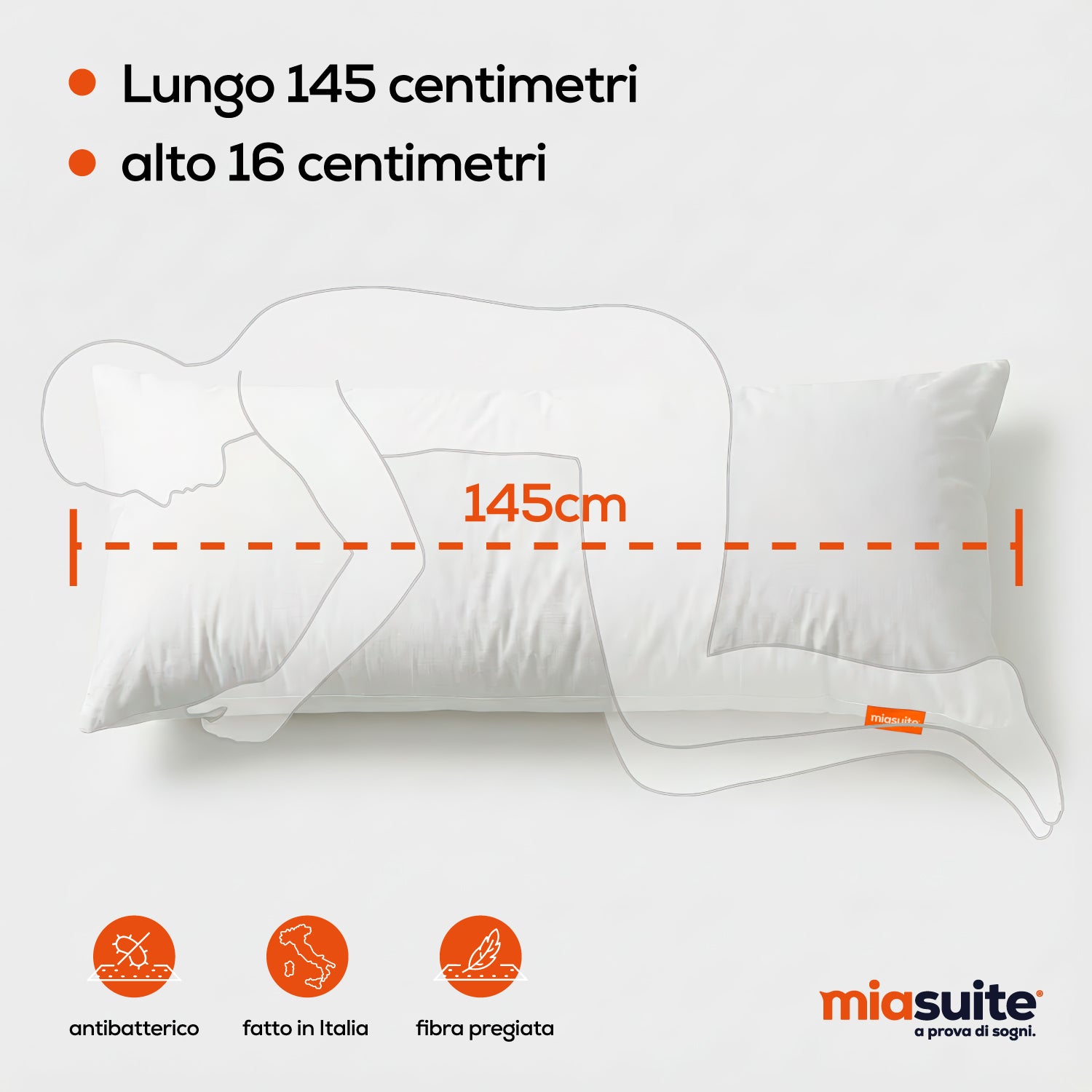 Cuscino Hug lungo 145 cm alto 145 cm