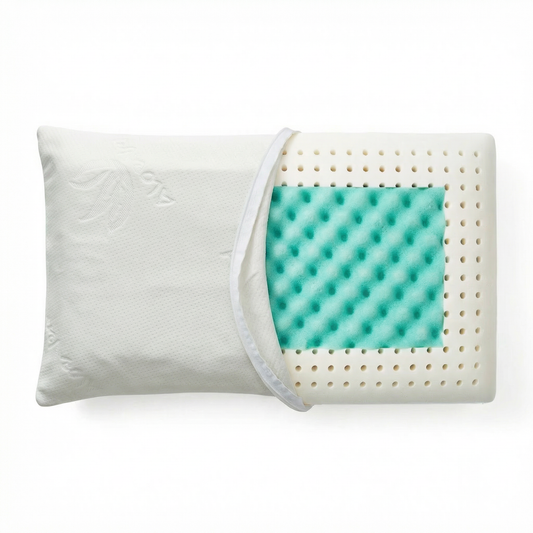 Cuscino memory e gel  80x35 alto 13 cm rivestito in Aloe Vera. Cake