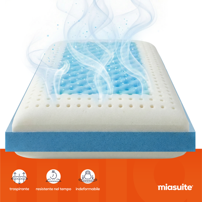 Cuscino memory e gel  80x35 alto 13 cm rivestito in Aloe Vera. Cake