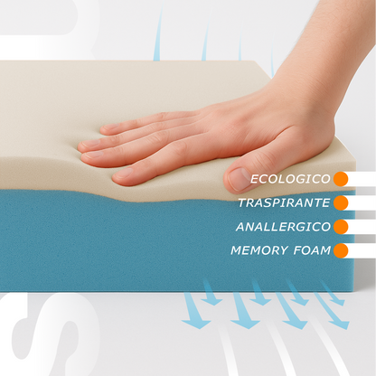Materasso Memory Foam Sfoderabile, Alto 25 cm - 100% Aloe Vera | Evolution