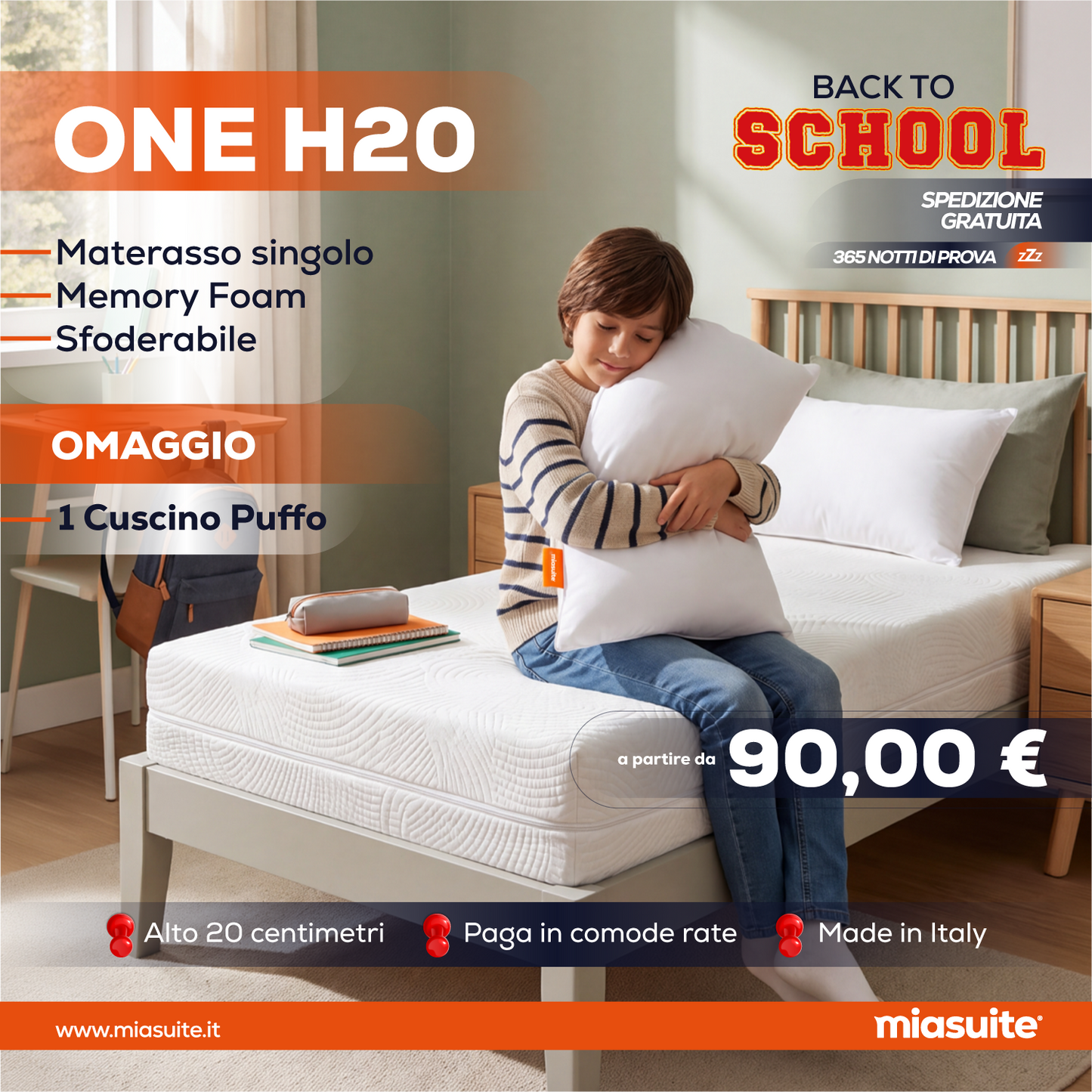 Back to School: Materasso Memory Singolo + Cuscino Puffo