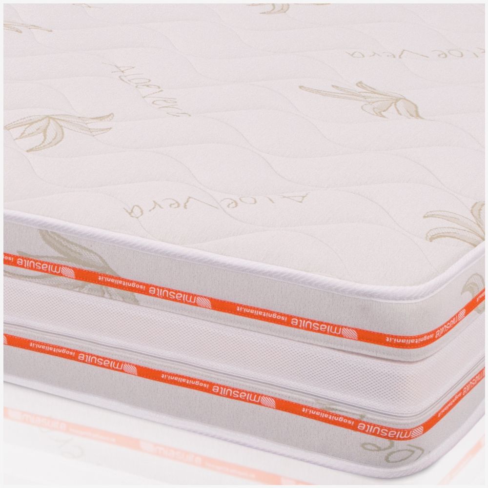 Multionda Memory Mattress, 25 cm high - Removable Cover, 100% Aloe Vera | Feather